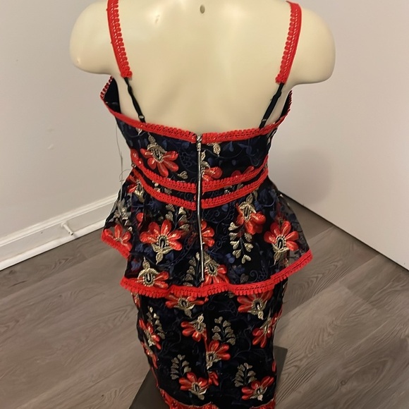 NWT - Lulu’s Karina Embroidered Floral Peplum Dress - Picture 6 of 7